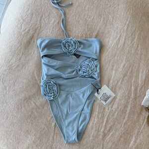 Light Blue SAME Los Angeles Floral One-Piece Swimsuit